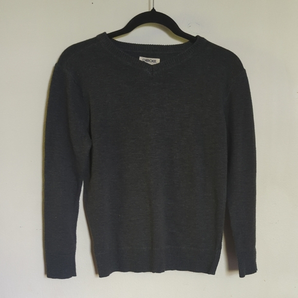 3 for $10 bundle sale! Cherokee Gray V-Neck Sweater 100% Cotton Boys Size M 8/10 - Picture 1 of 3